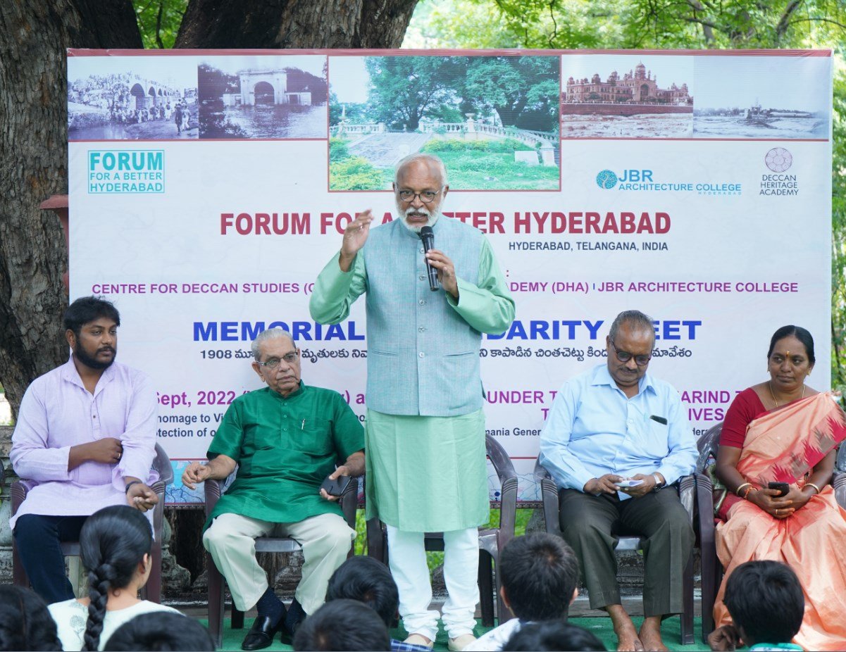 Er. Veda kumar manikonda speaking about 1908 nusi floods